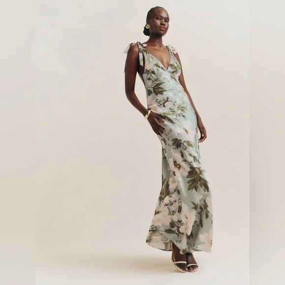 Reformation Pernille Silk Gown in Fauna Size S - Picture 13 of 16